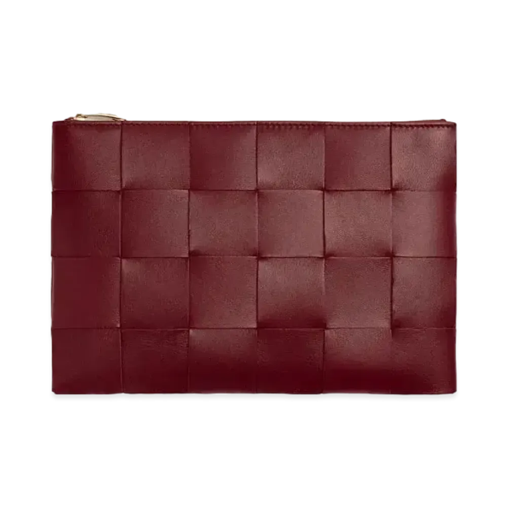Bottega Veneta Intrecciato Leather Pouch "Bordeaux"
