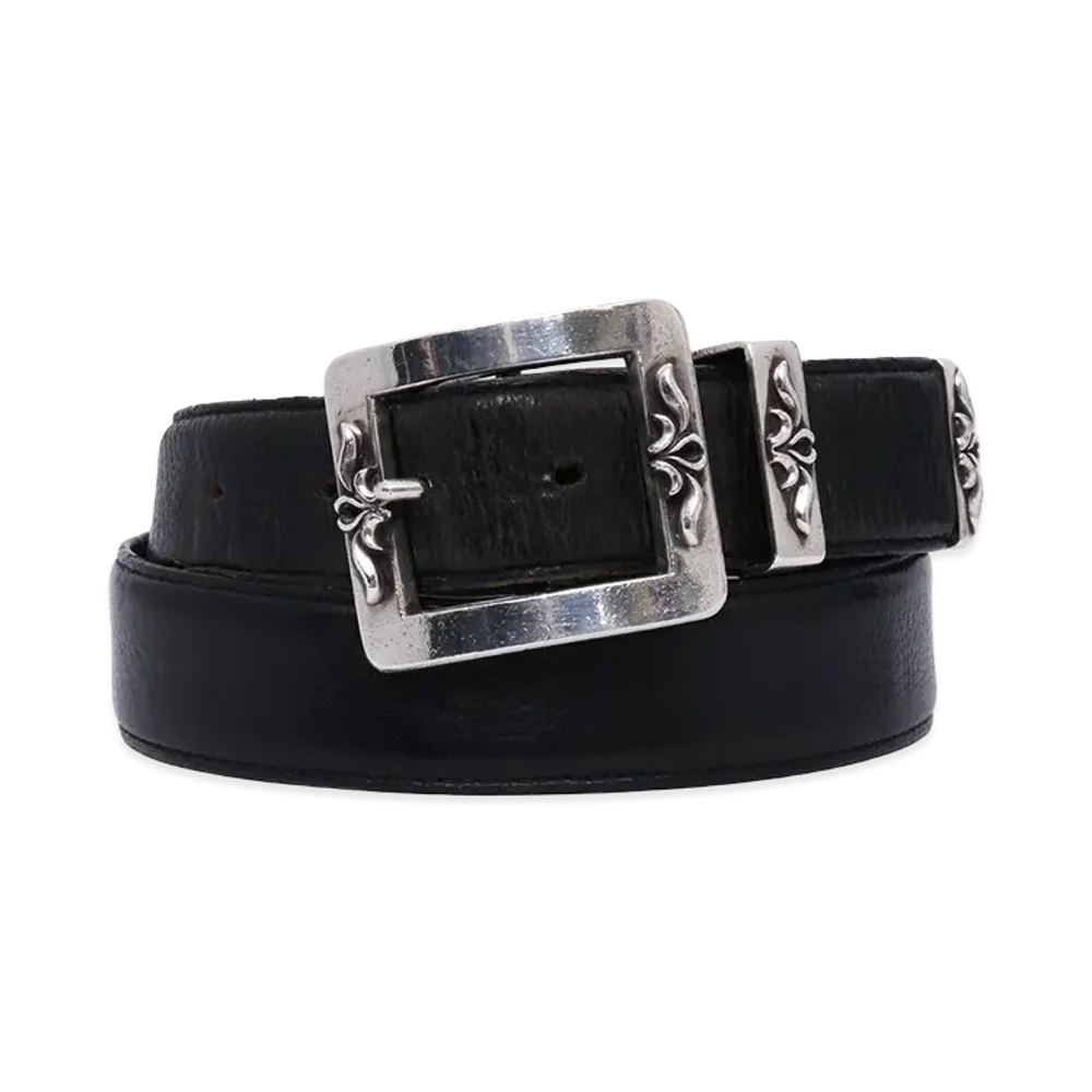 Chrome Hearts 3 Piece Classic OTJ 1.5 Leather Belt "Black/Silver"