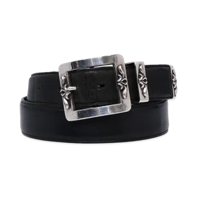 Chrome Hearts 3 Piece Classic OTJ 1.5 Leather Belt "Black/Silver"