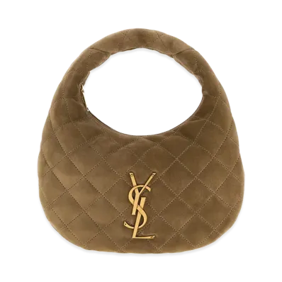 Saint Laurent Women's Suede Icarino Handbag "Mud Brown"
