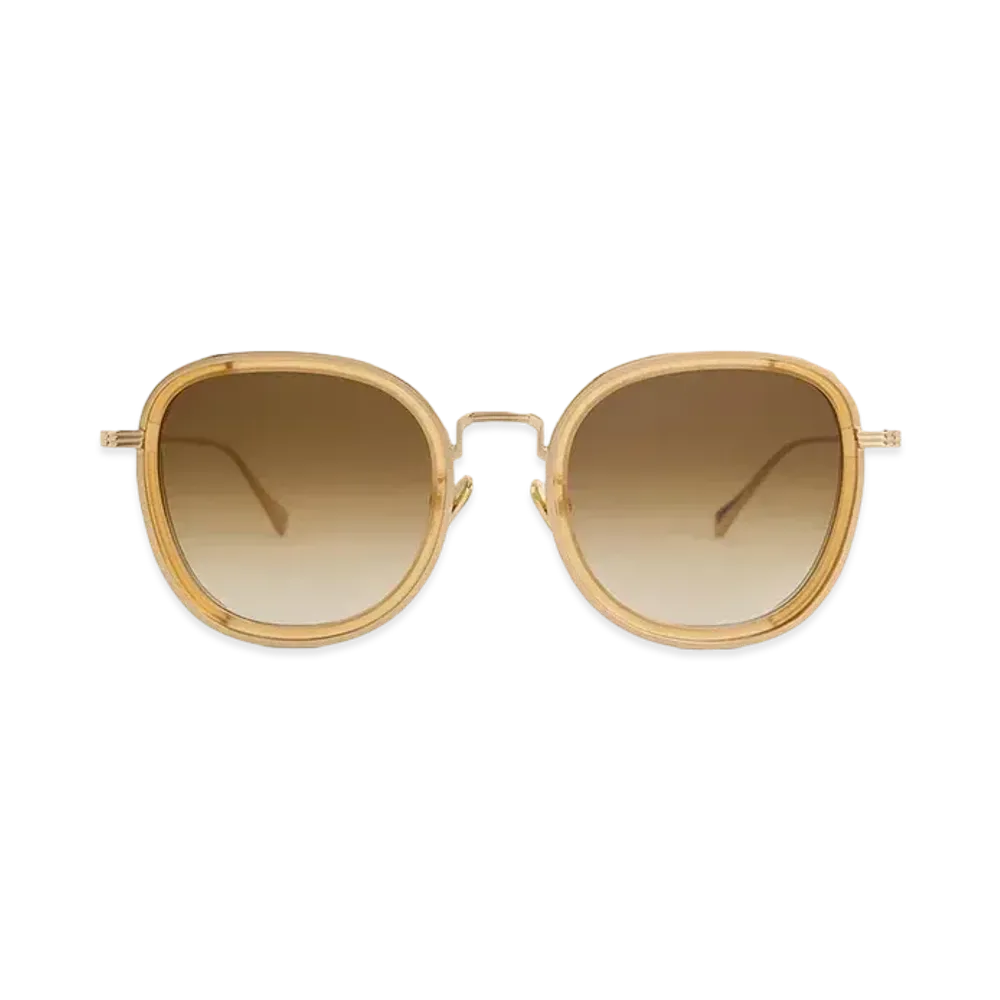 CHARLES & KEITH Recycled Acetate Metallic Rim Sunglasses "Khaki"