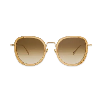 CHARLES & KEITH Recycled Acetate Metallic Rim Sunglasses "Khaki"