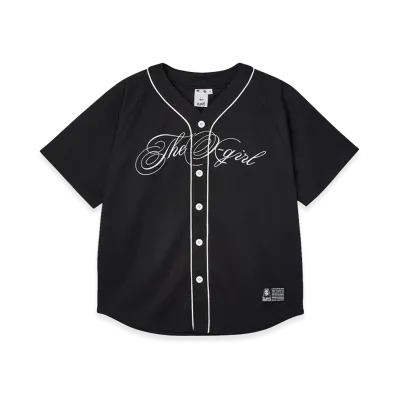 X-Girl Women's Script Logo Baseball Shirt "Black"