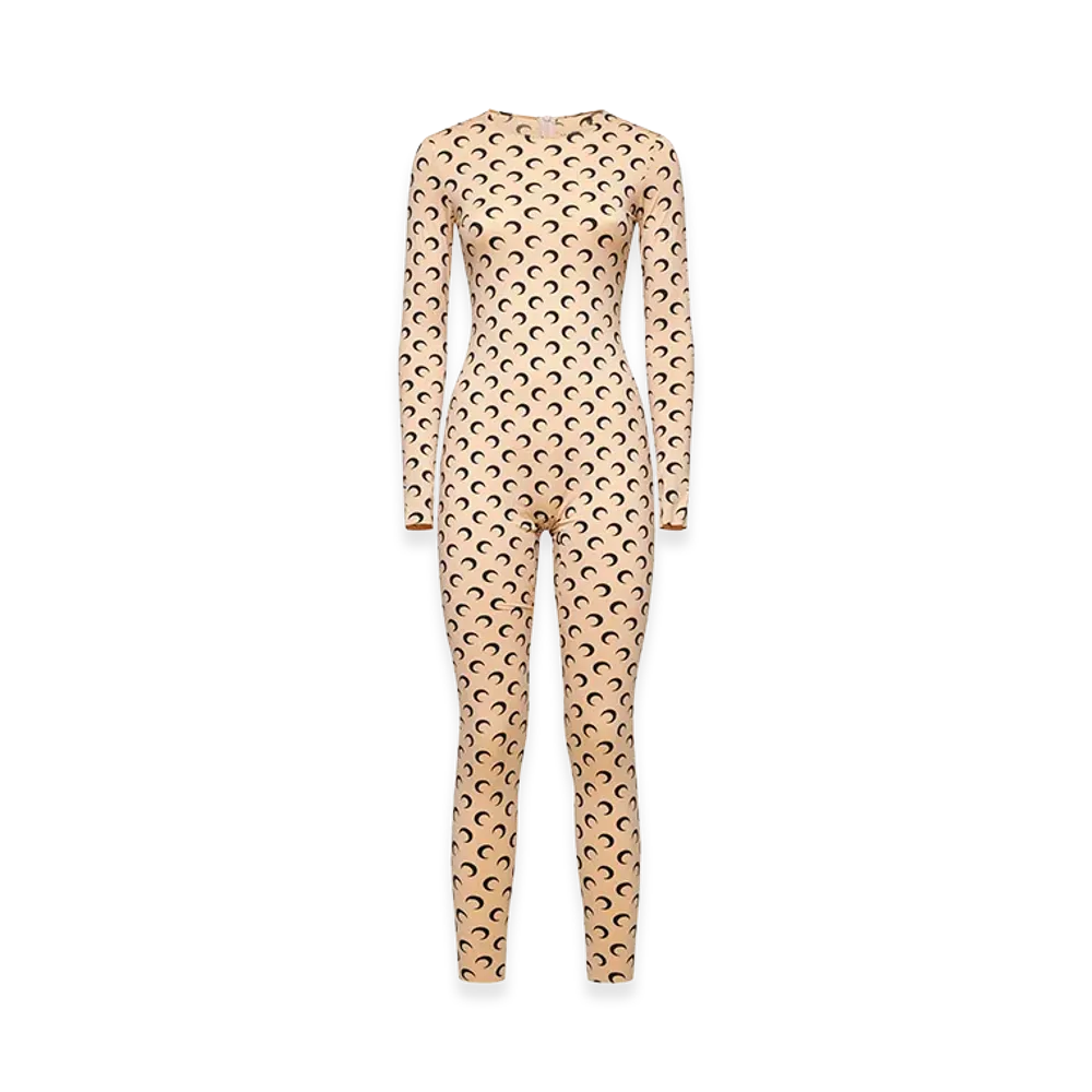 Marine Serre Women's 'Moon Printed' Catsuit "Beige"