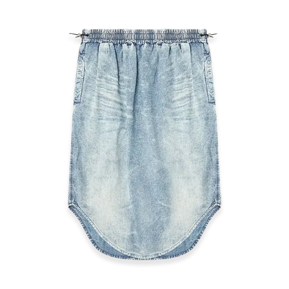 Diesel De-Ashley-S Midi Skirt In Marbled Denim "Light Blue"