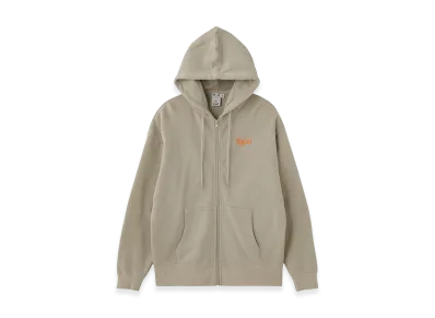 X-Girl Embroidered Logo Zip Up Sweat Hoodie "Beige"