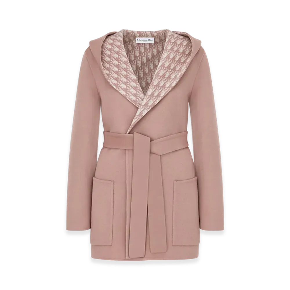 Dior Women's Cropped Coat with Hood and Belt "Roses Vents"