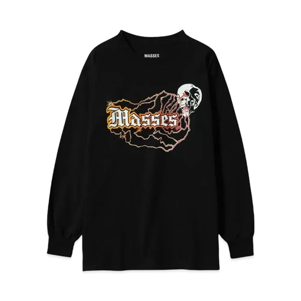 MASSES T-SHIRT L/S SKULL THUNDER "BLACK"