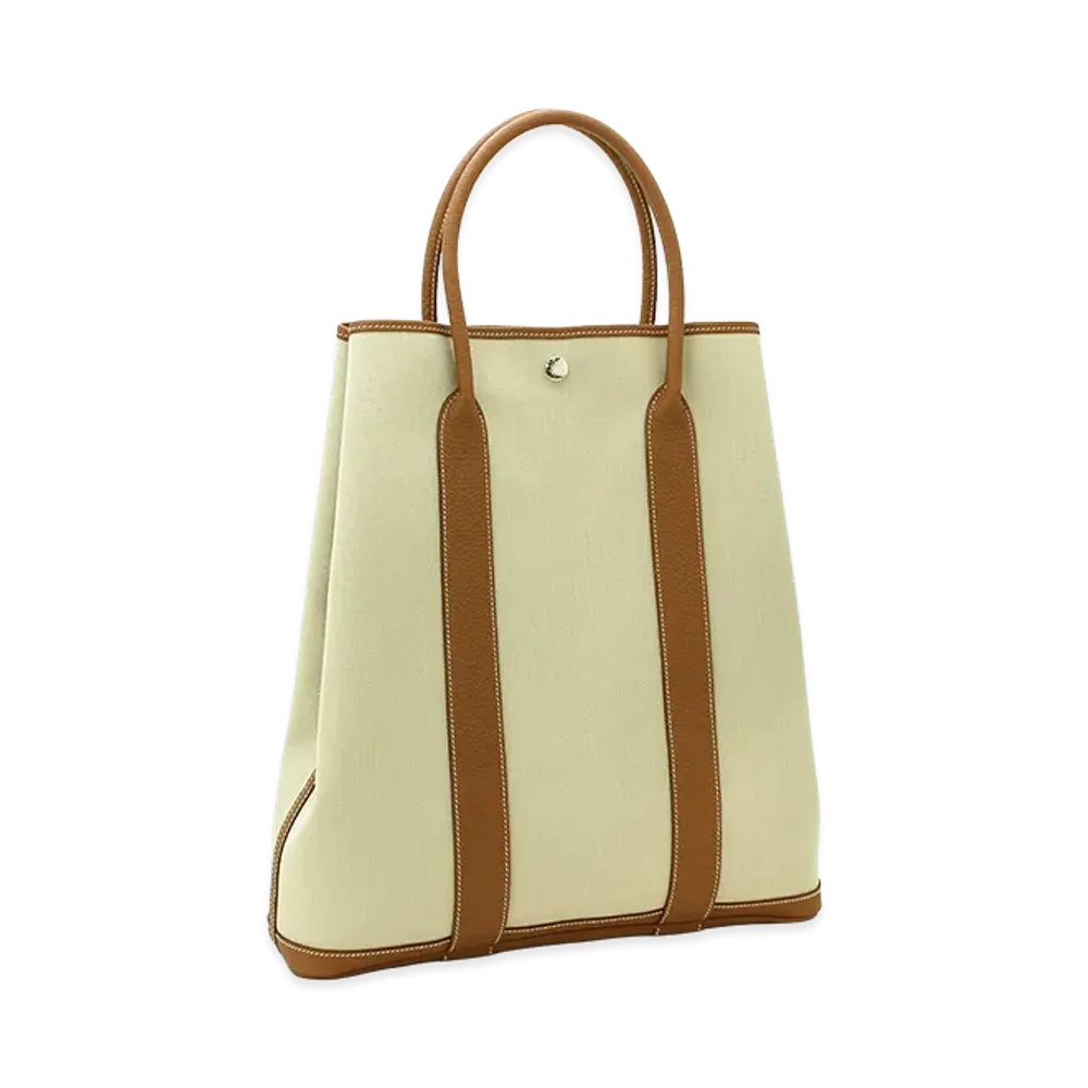 Hermes Women's Garden File 37 Toile Militaire Negonda Tote Bag "Beton/Gold"