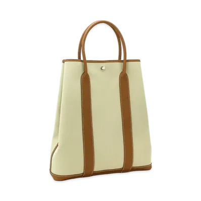 Hermes Women's Garden File 37 Toile Militaire Negonda Tote Bag "Beton/Gold"