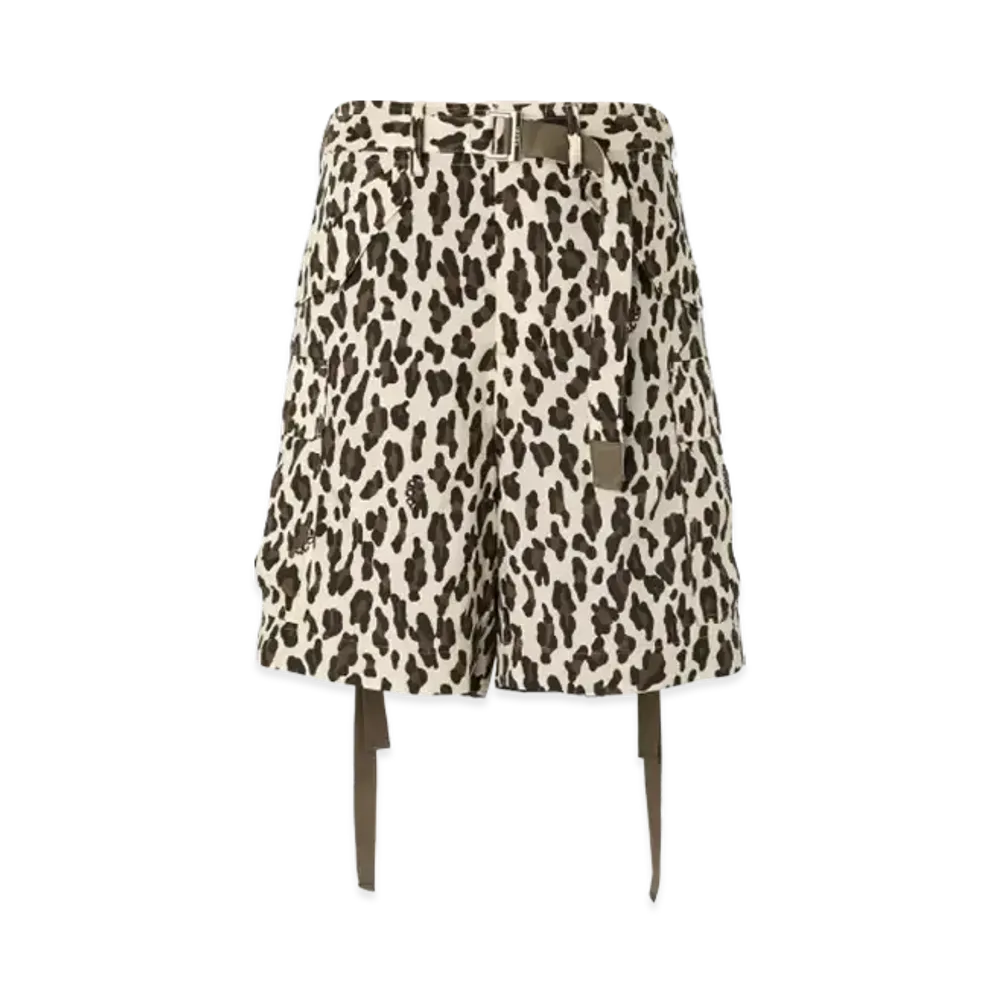 sacai Leopard Print Shorts "Ecru"