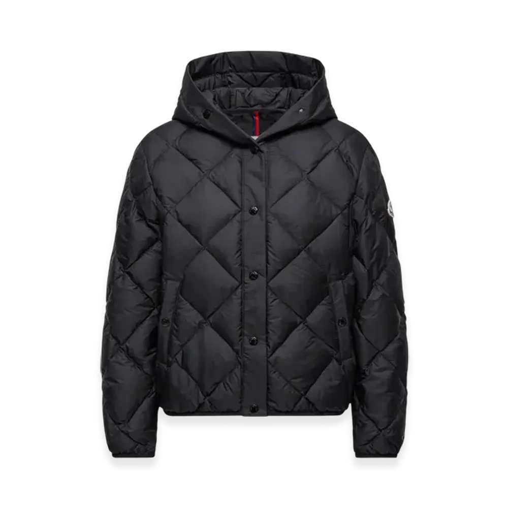 MONCLER Arvouin Hooded Diamond-Quilted Short Down Jacket "Black"