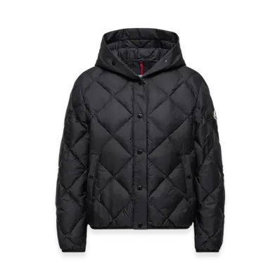 MONCLER Arvouin Hooded Diamond-Quilted Short Down Jacket "Black"