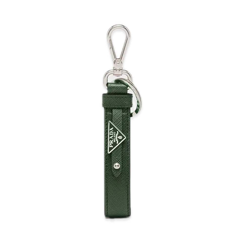 PRADA Saffiano Leather Keyring "Dark Green"