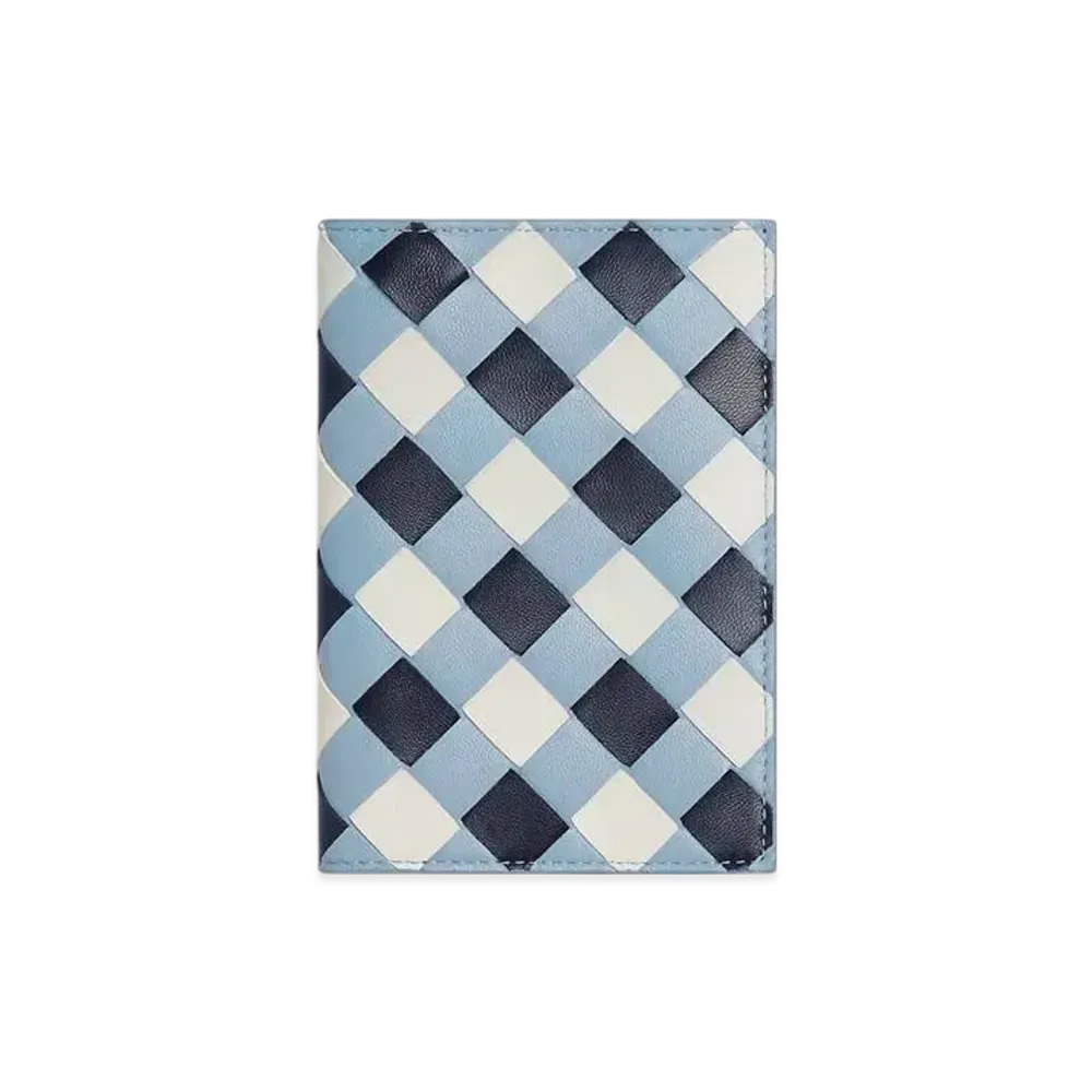 Bottega Veneta Intrecciato Passport Case "Abyss/Ice/White"