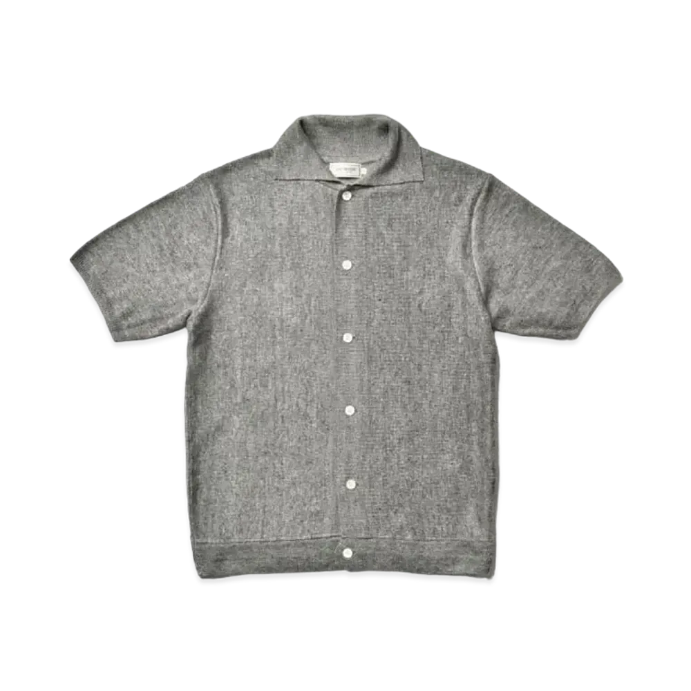 THE REAL McCOY'S Linen Rib Knit Collared Shirt "Grey"