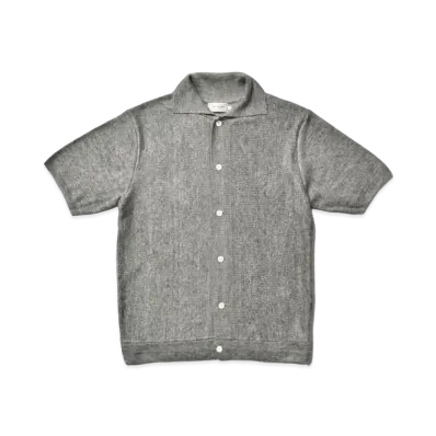 THE REAL McCOY'S Linen Rib Knit Collared Shirt "Grey"
