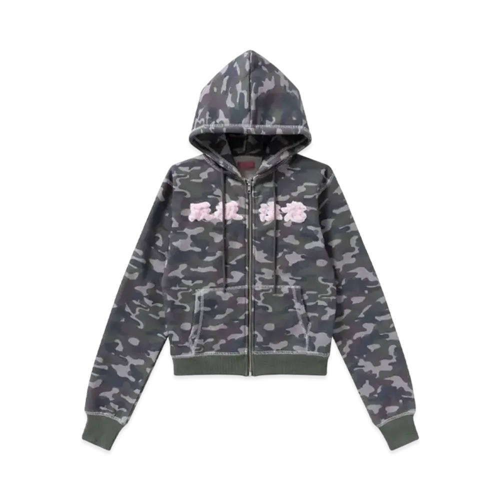 Blackeyepatch HWC Fur Patched Double Stitch Zip Hoodie "Camo"