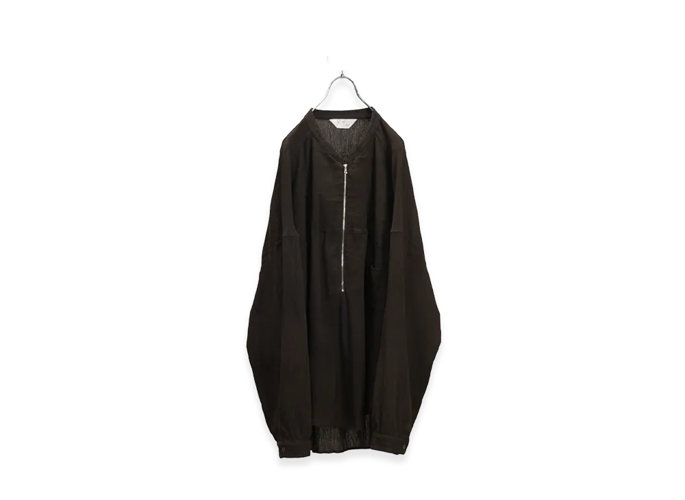 ANCELLM Crepe Half Zip Shirt "Brown"