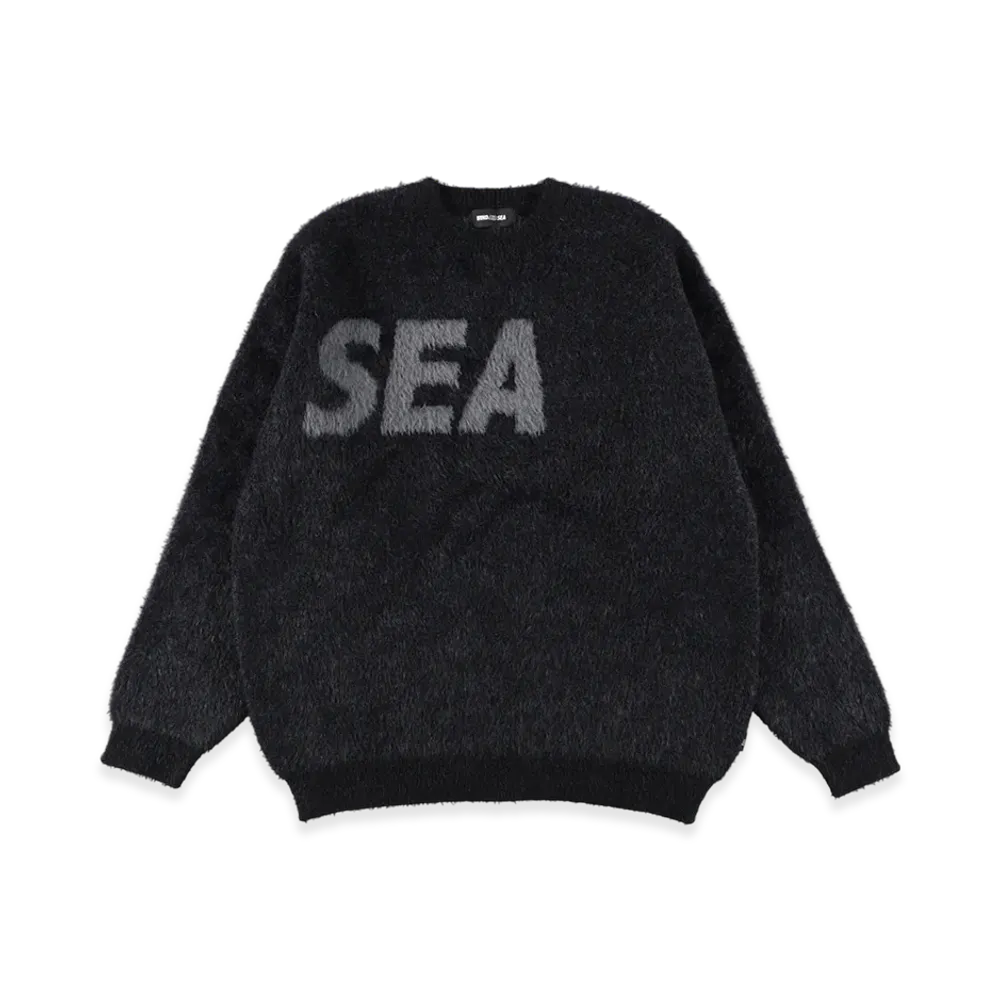 WIND AND SEA Shaggy BIGSEA Knit Sweater "Black"