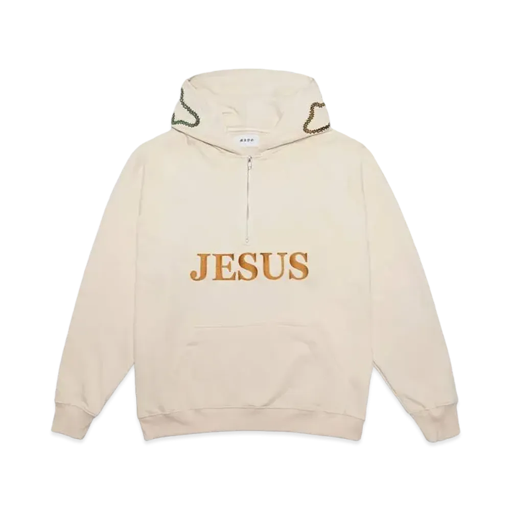MAYO JESUS Embroidery Half zip Hoodie "OFF WHITE"