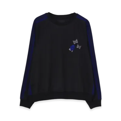 WILDSIDE YOHJI YAMAMOTO x NEEDLES Track Crew Neck Shirt "Black/Blue"
