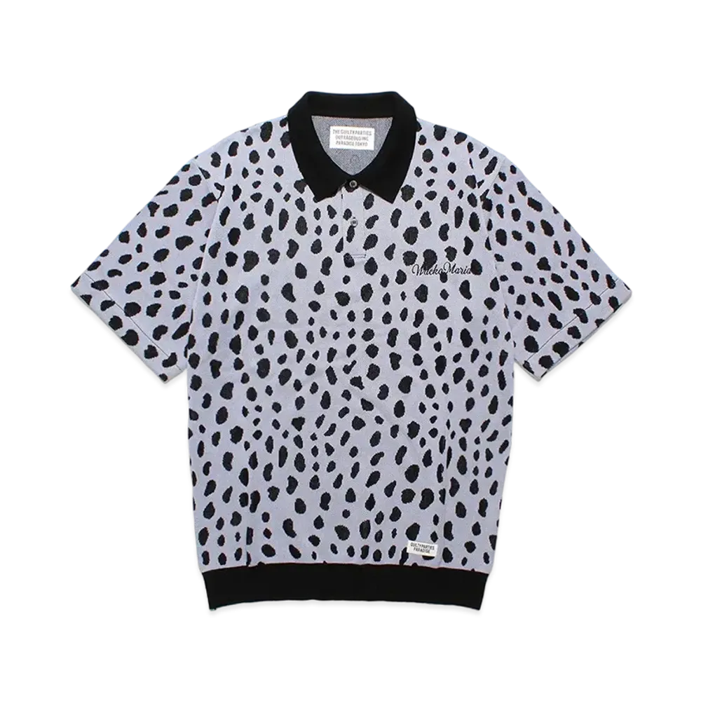 WACKO MARIA Leopard Jacquard Knit Polo Shirt "Purple"