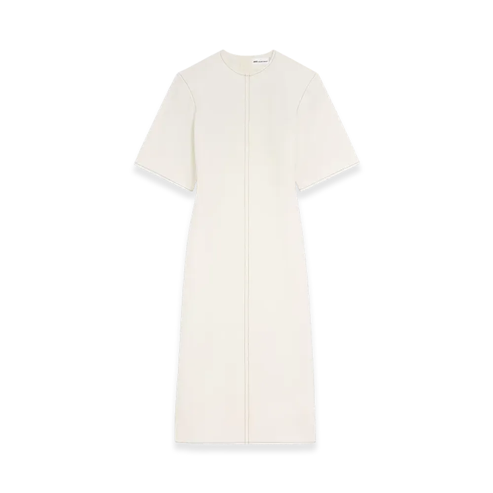 AMI PARIS Cotton Long Fitted Dress "White"