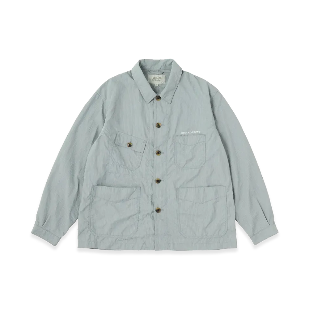 SEDAN ALL-PURPOSE Graph Plaid Nylon Work Jacket "Stone Grey"