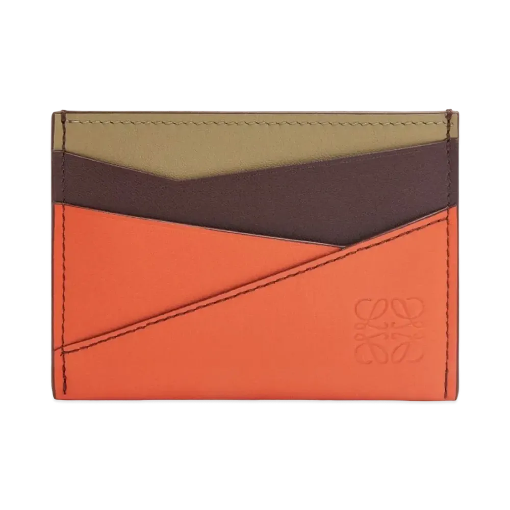 LOEWE Puzzle Plain Card Holder Classic Calf "Dark Bar Gandy/Vivid Orange/Kura"