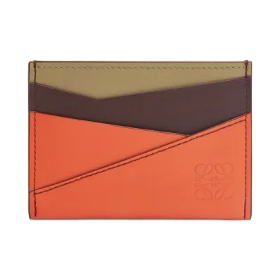 LOEWE Puzzle Plain Card Holder Classic Calf "Dark Bar Gandy/Vivid Orange/Kura"
