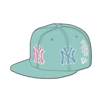 Supreme x New York Yankees Kanji New Era "Light Aqua"