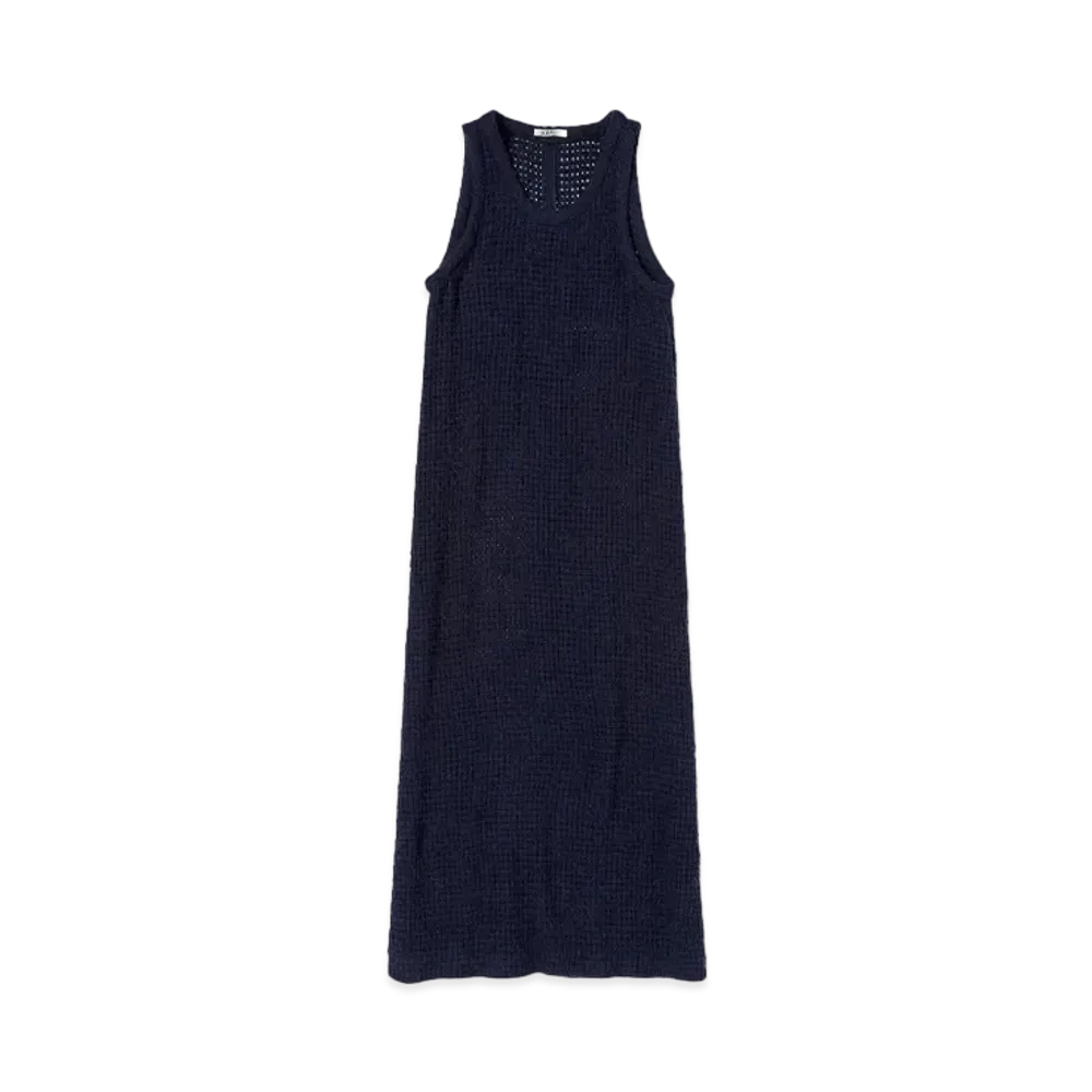 AURALEE Homespun Summer Tweed Mesh Dress "Navy"