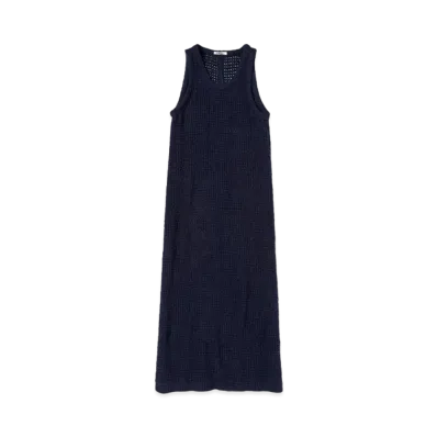 AURALEE Homespun Summer Tweed Mesh Dress "Navy"