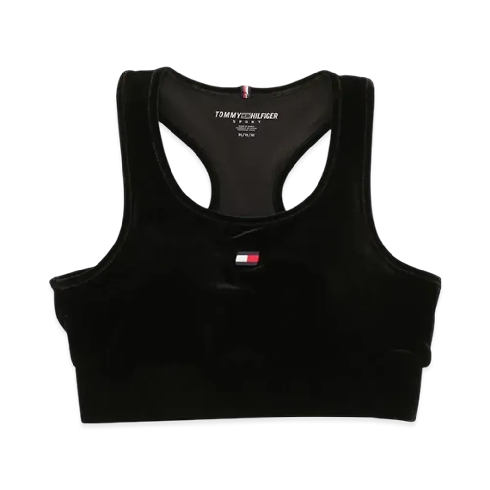 TOMMY HILFIGER Velvet Fitness Yoga Sport Bra "Black"
