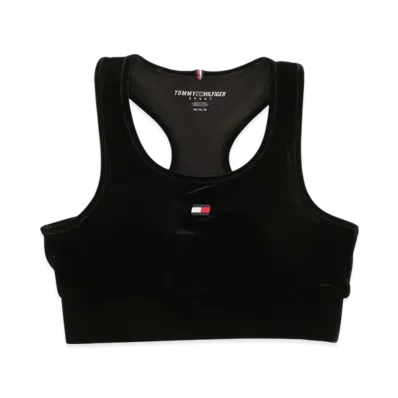TOMMY HILFIGER Velvet Fitness Yoga Sport Bra "Black"