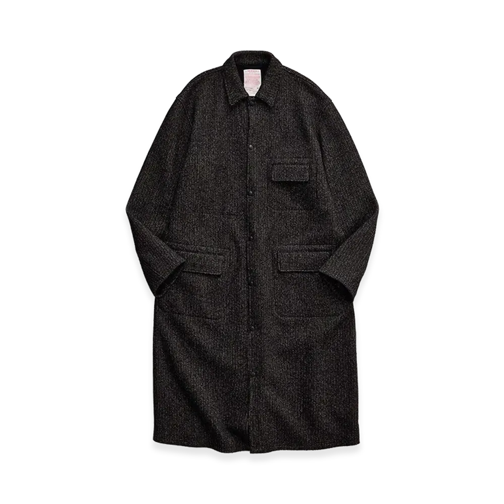 NICENESS Sylvian Kasuri Yarn Knitted Duster Coat "Black"