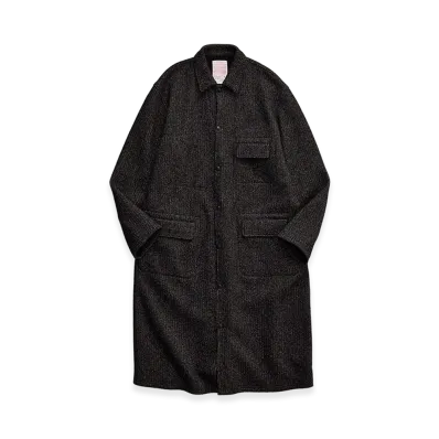 NICENESS Sylvian Kasuri Yarn Knitted Duster Coat "Black"
