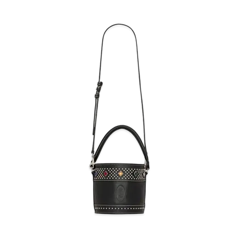 SAINT LAURENT Bahia Small Bucket Bag In Smooth Leather With Studs "Black"