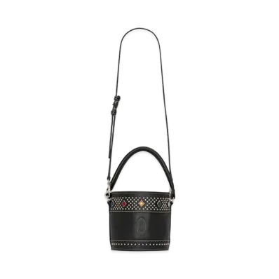 SAINT LAURENT Bahia Small Bucket Bag In Smooth Leather With Studs "Black"