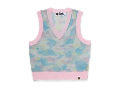 A BATHING APE Women's Metalic Cropped Knit Vest "White"