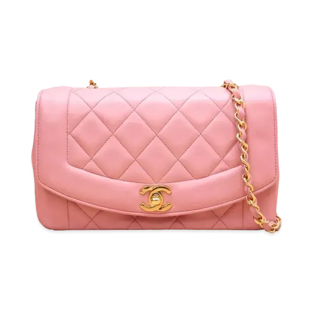 CHANEL Matelasse Diana Flap 22 Chain Shoulder Lambskin "Pink"
