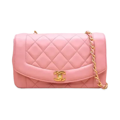 CHANEL Matelasse Diana Flap 22 Chain Shoulder Lambskin "Pink"