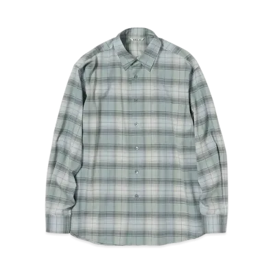 AURALEE Super Light Wool Check Shirt "Blue Green Check"