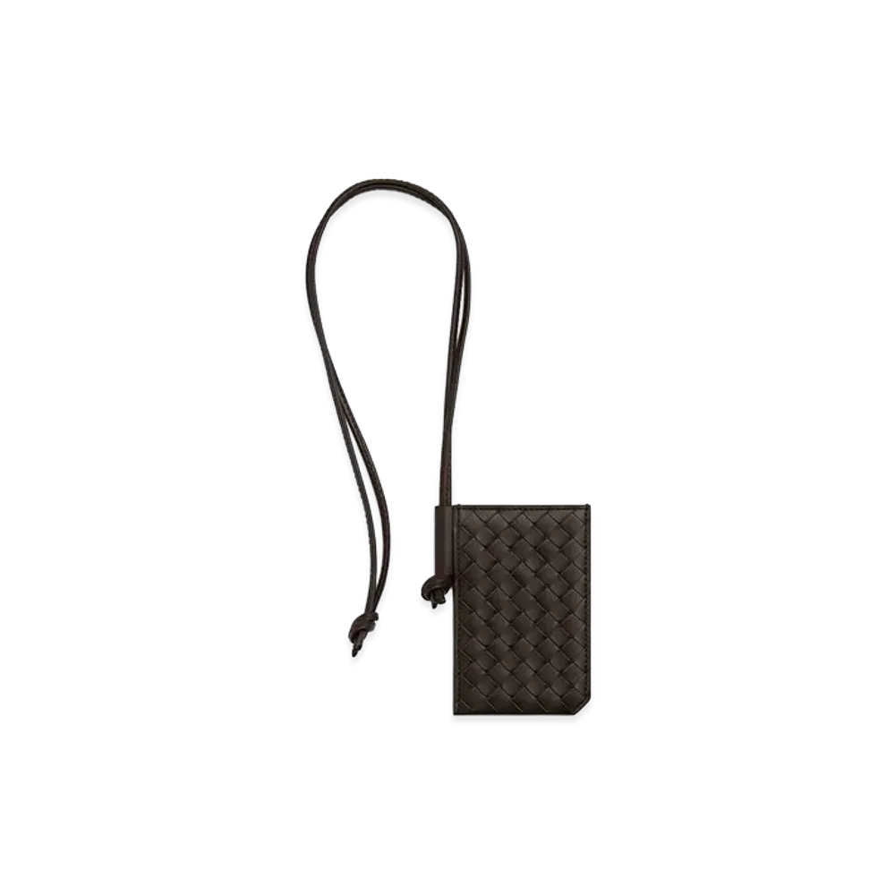 Bottega Veneta Intrecciato Piccolo Badge Holder "Fondente"