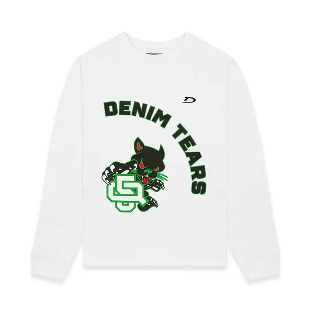 DENIM TEARS Panther Mascot Long Sleeve Tee "White"
