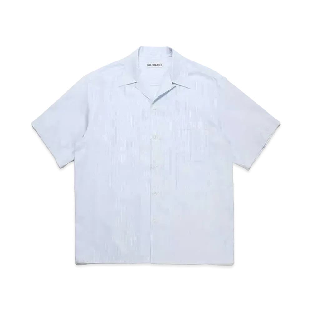 WACKO MARIA SOKTAS / Striped Open Collar Shirt "Blue"