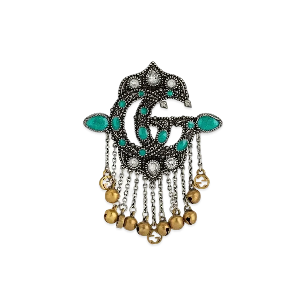 GUCCI GG Marmont Series Crystal Tassel Brooch