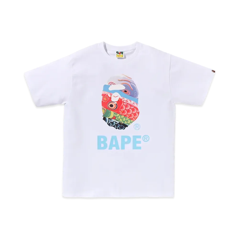 A BATHING APE Kids Carp Streamer Photo Ape Head Tee "White"