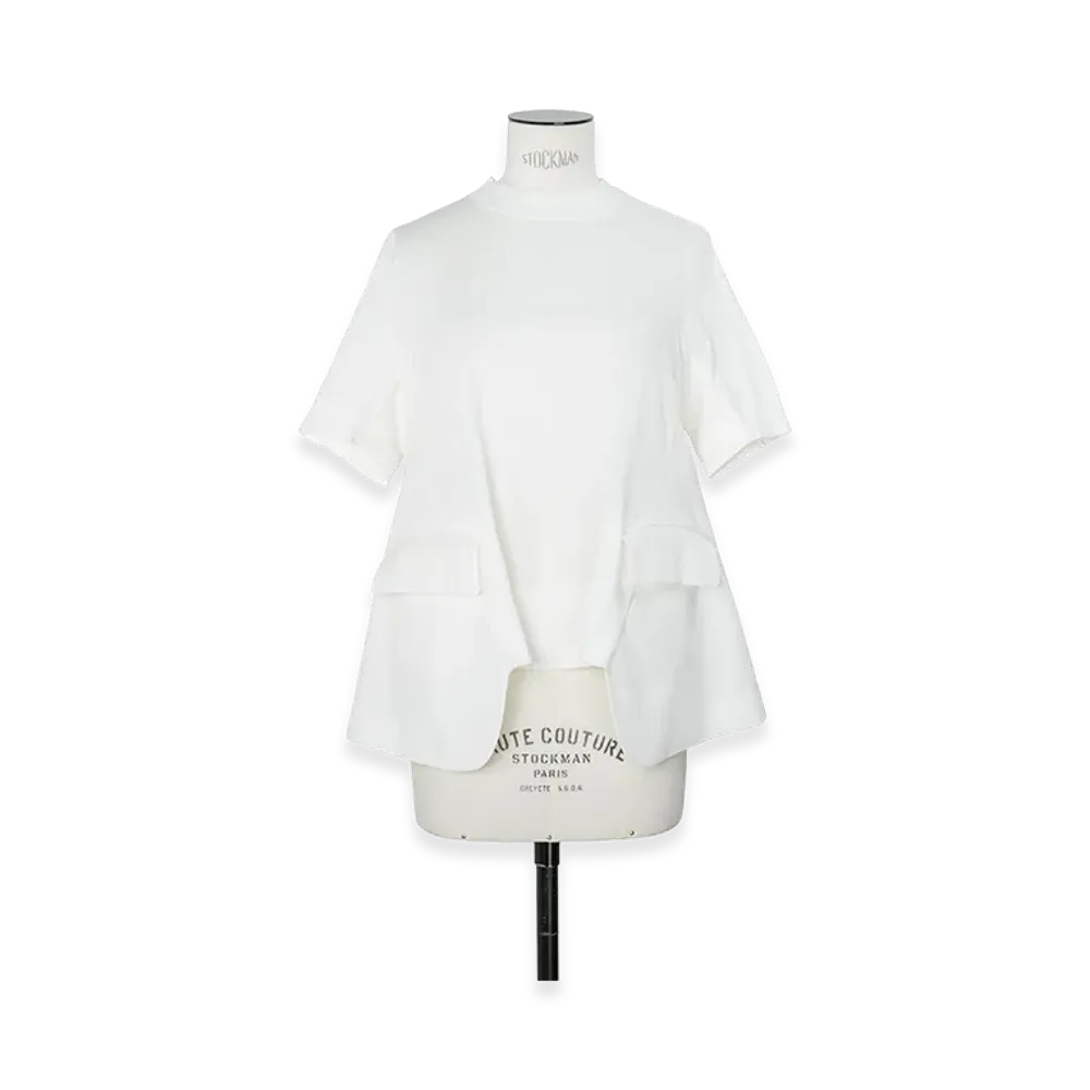 sacai Women's Wool Suiting x Cotton Knit Pullover "Off White"